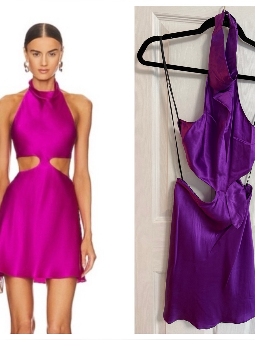 Amanda Uprichard Purple Halter Cutout Mini Dress